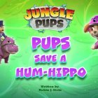 Vibrant "Jungle Pups" show promo with cartoon dogs and hippo in lush green