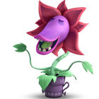 Red Flower Animated Character Walking Green Creature with Leafy Appendages