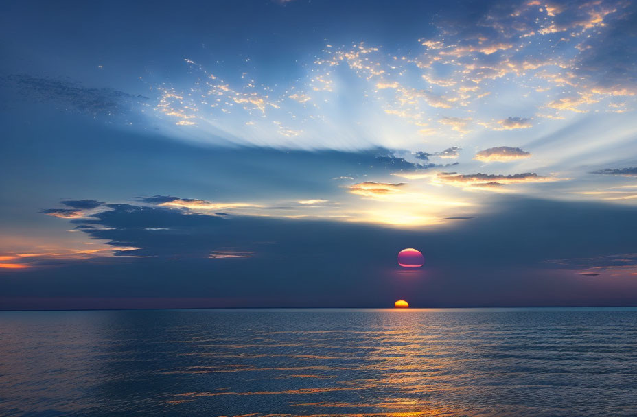 Calm Ocean Sunset with Dramatic Sunrays