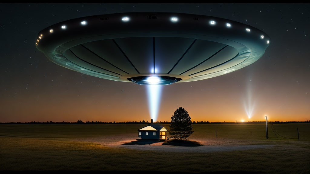 Mysterious UFO emits light beams above isolated house