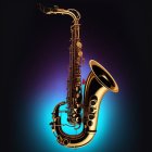 Intricate Golden Saxophone on Dark Cosmic Background