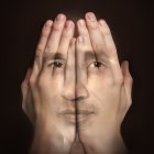 Portrait of Person with Four Eyes, Two Noses, and Split Face Illusion