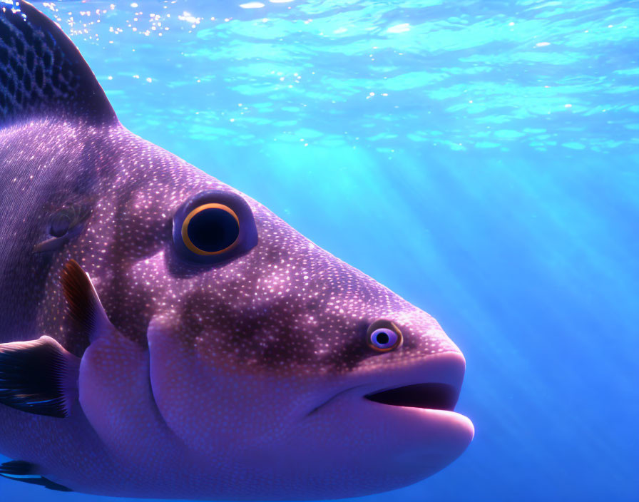 Speckled fish in close-up underwater scene