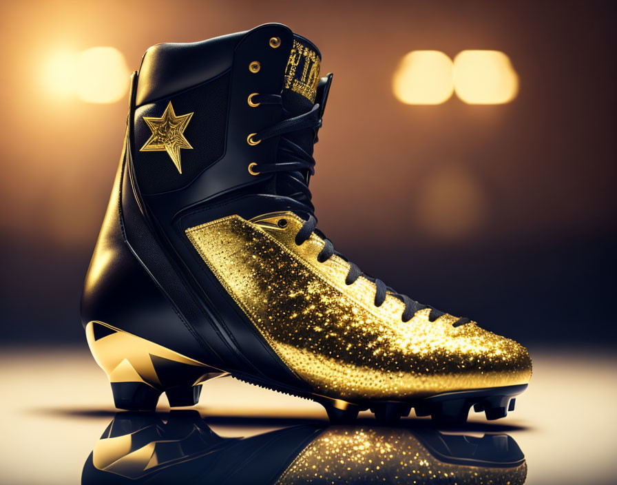 Luxurious Black and Gold High-Top Sneaker with Star Emblem