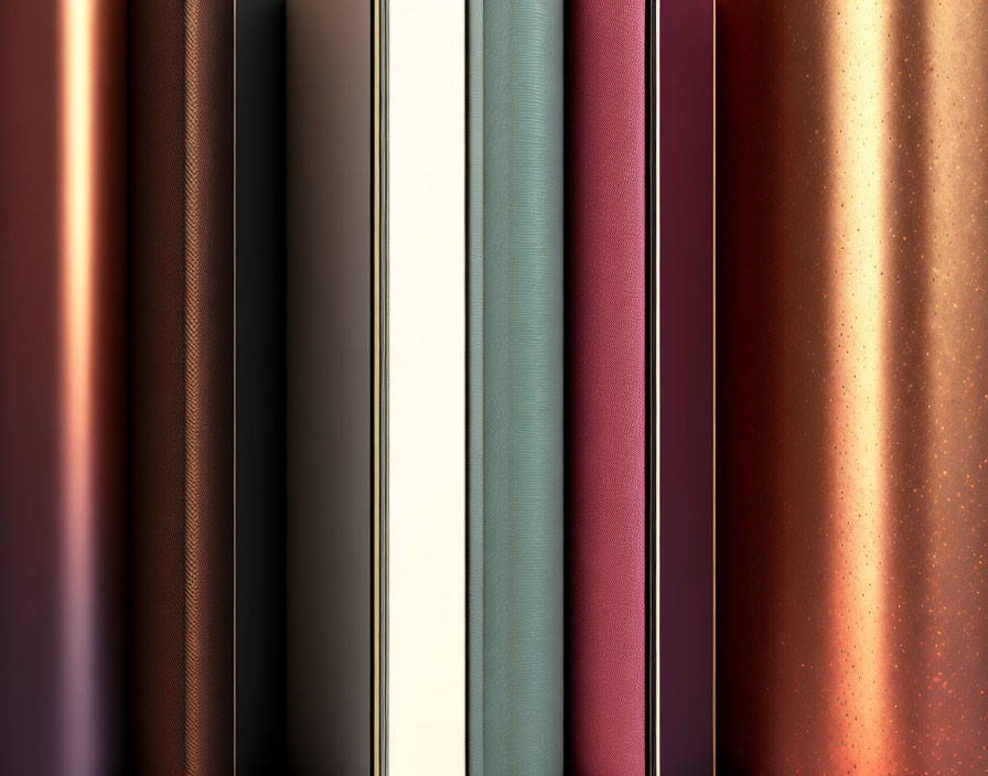 Assorted vertical fabric swatches in brown, beige, green, and maroon.