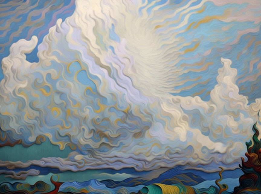 Stylized image of wavy textures and patterns in Van Gogh's style.