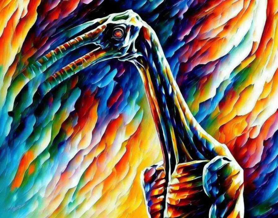 Vibrant Pterodactyl Artwork with Swirling Patterns