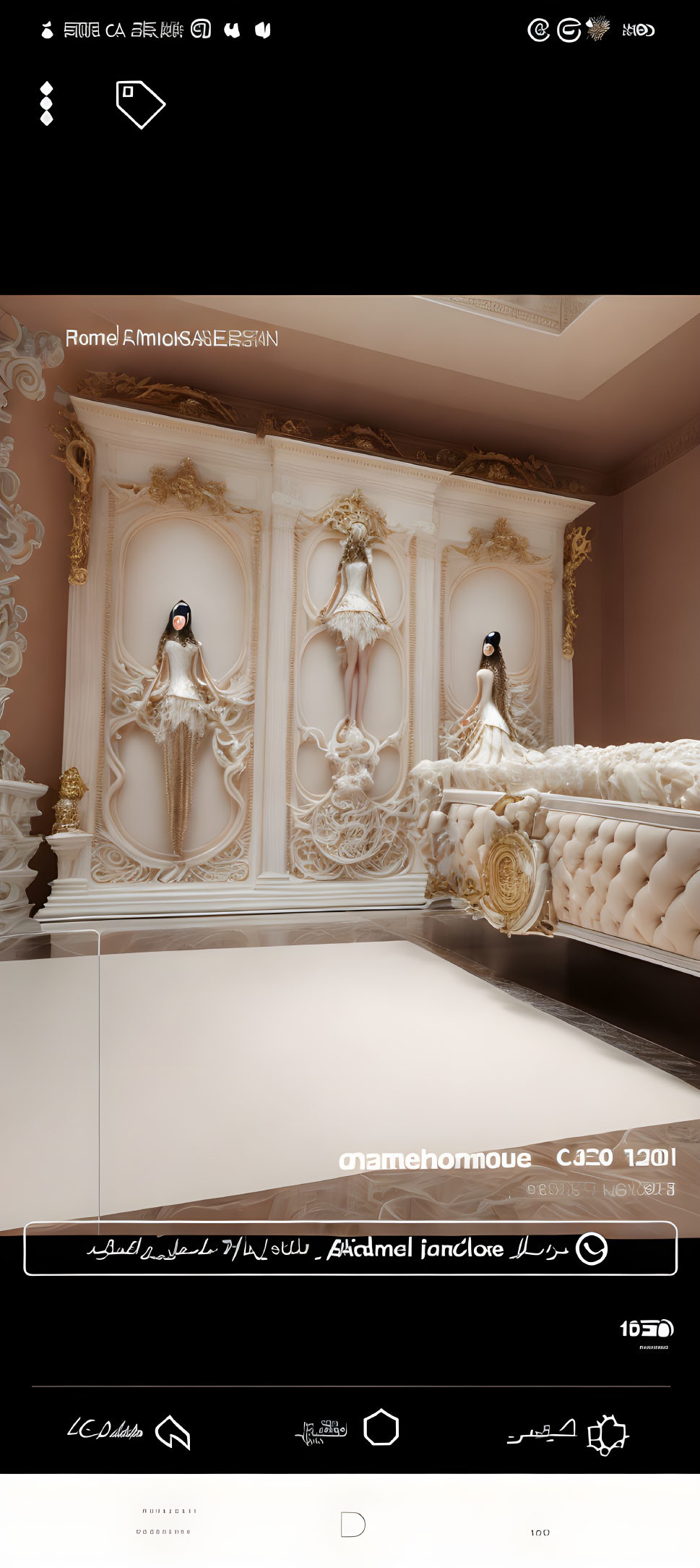 Luxurious Baroque-style Interior with Gold Details & Wall Reliefs