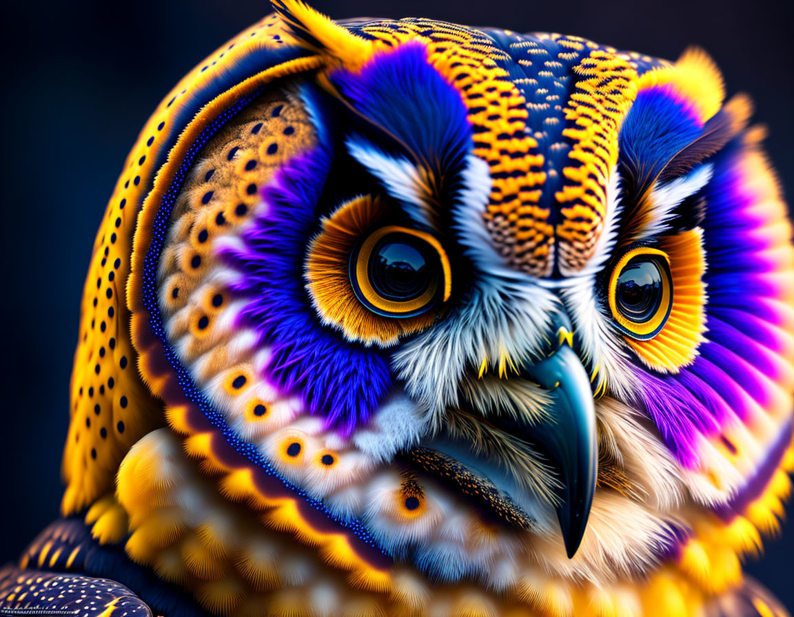 Colorful Owl Illustration with Intricate Patterns and Expressive Eyes