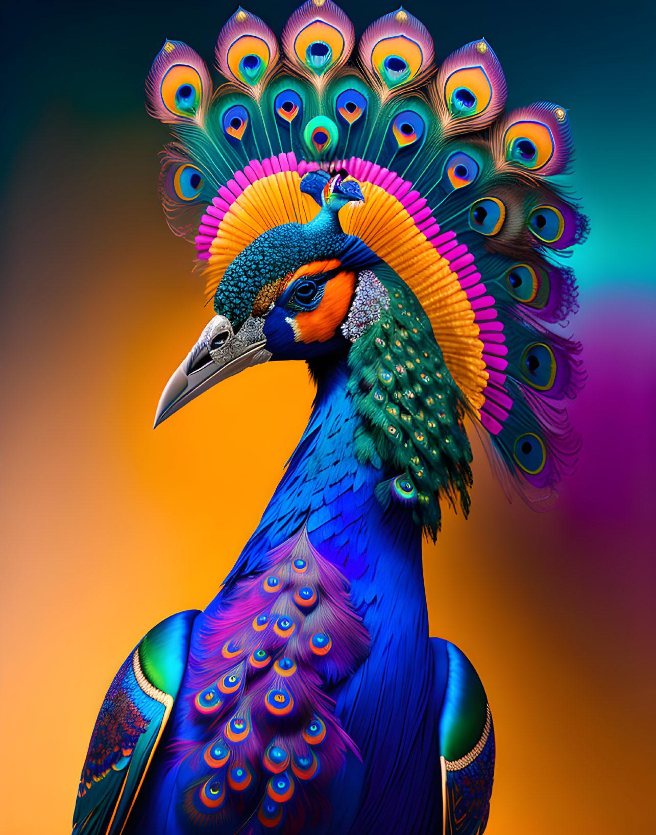 Colorful Peacock Displaying Vibrant Plumage