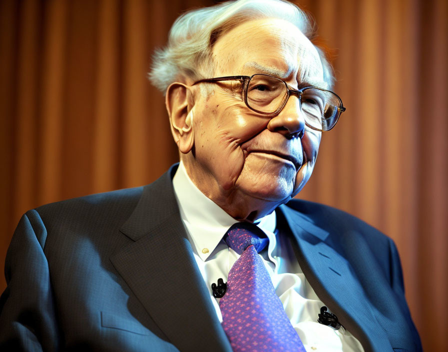 Elderly person in blue suit and glasses smiling indoors