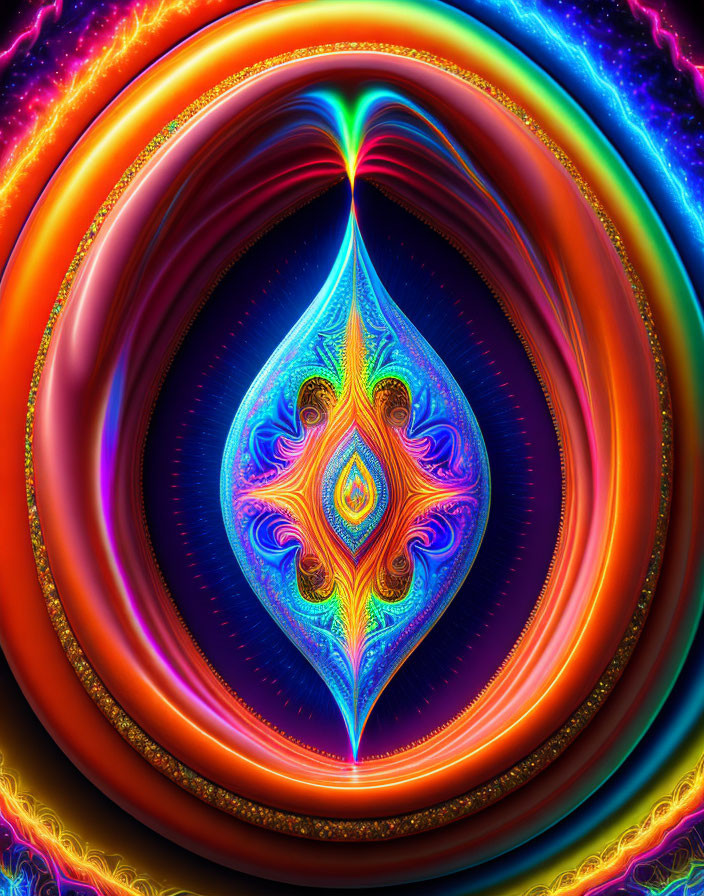 Colorful Symmetrical Fractal Image with Psychedelic Patterns