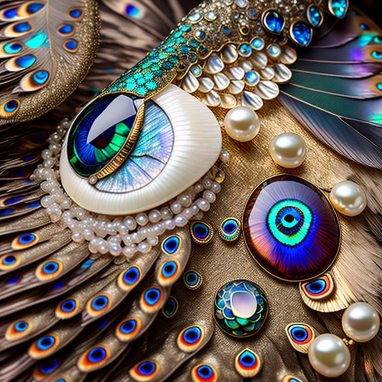 Luxurious Jewelry Collection: Peacock Feathers, Pearls & Gemstones