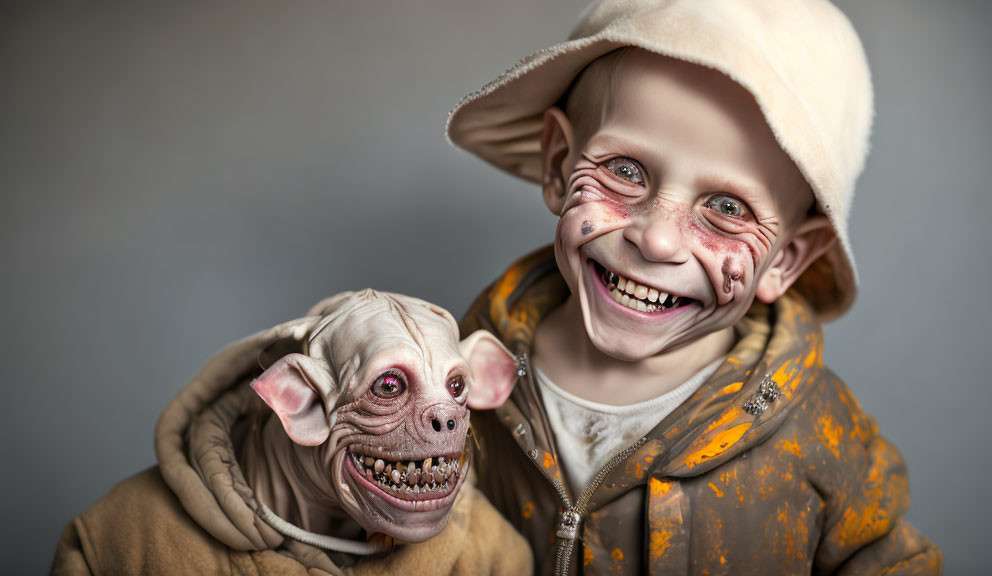 Child in realistic Salacious B. Crumb mask cosplay