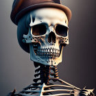 Skeletal figure in military hat on muted background