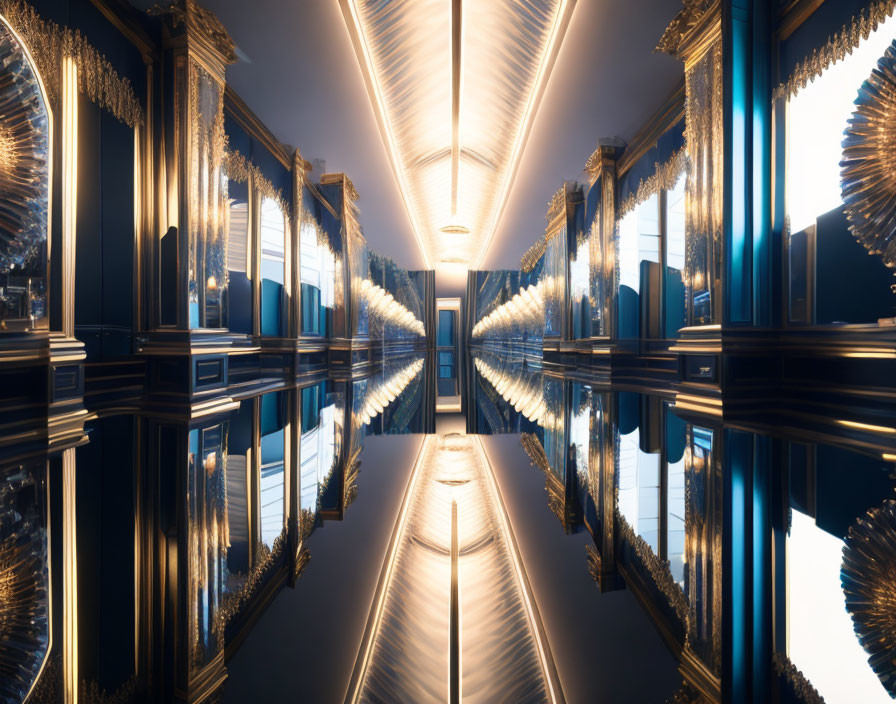 Symmetrical ornate design in luxurious hallway