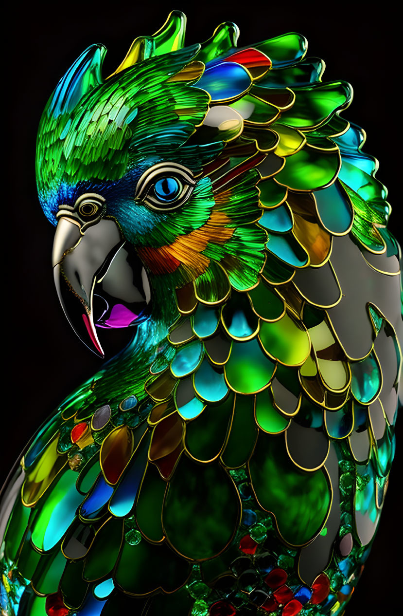 Colorful Parrot Artwork Featuring Vibrant Feathers