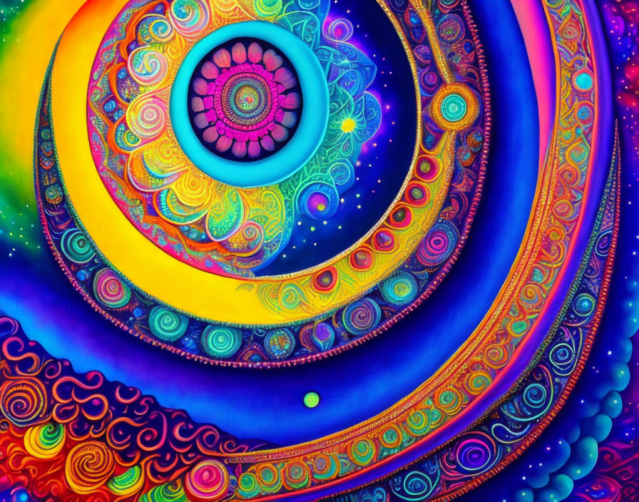 Colorful Psychedelic Swirling Patterns in Vibrant Image