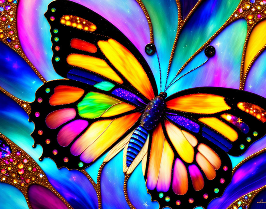 Colorful Butterfly Digital Image on Abstract Background