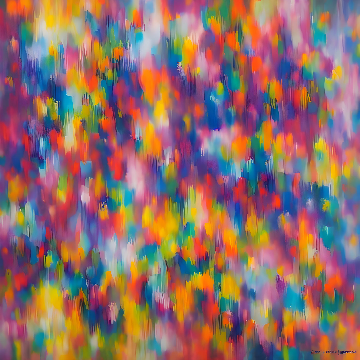 Colorful Abstract Painting with Blurred Multitude of Colors