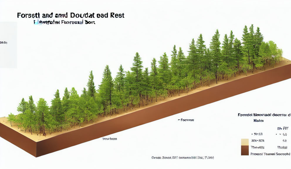 Detailed Cross-Section of Forest Ecosystem Layers and Tree Species