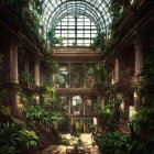 Lush Greenery in Grand Atrium with Glass Ceiling