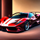 Red Ferrari Sports Car Illustration with White Racing Stripes