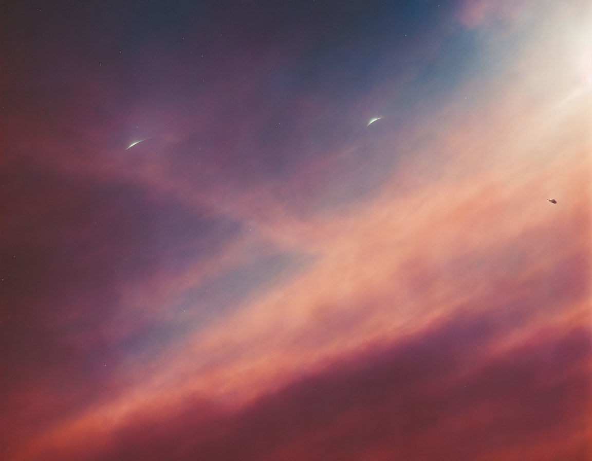 Twilight sky with warm gradient colors and celestial streaks