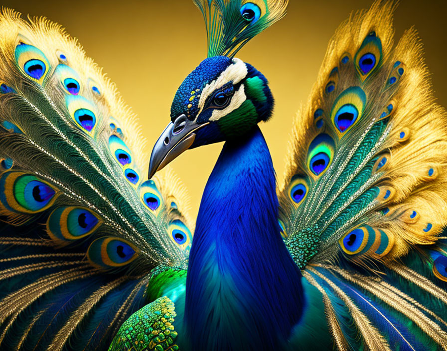 Colorful Peacock with Vibrant Feathers in Blues and Greens