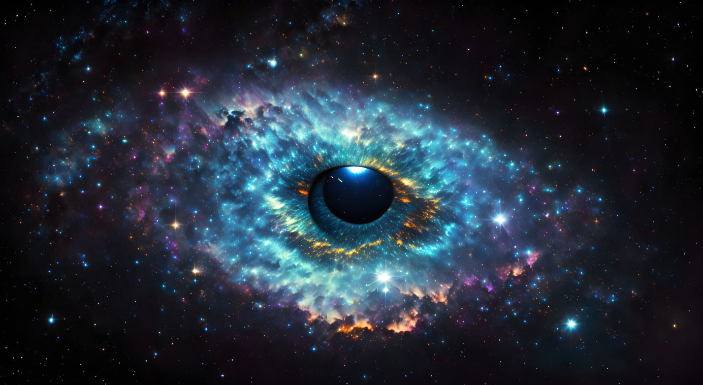 Vibrant Blue and Orange Nebula Eye Structure