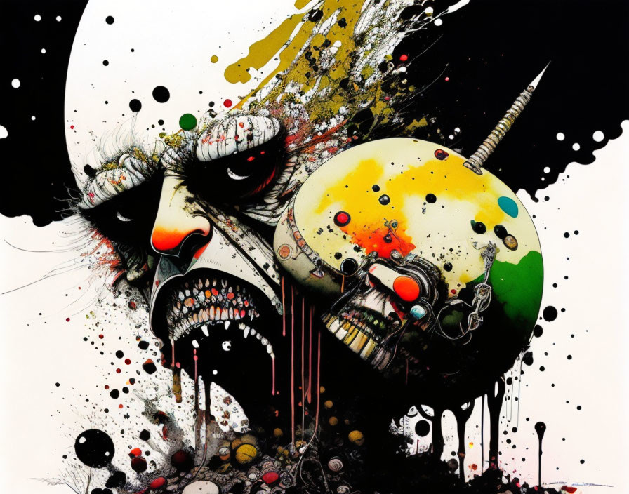 Colorful Abstract Skull Artwork with Chaotic Creativity