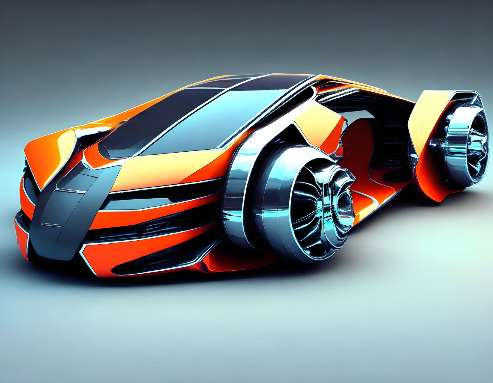 Sleek Orange and Black Car with Aerodynamic Design