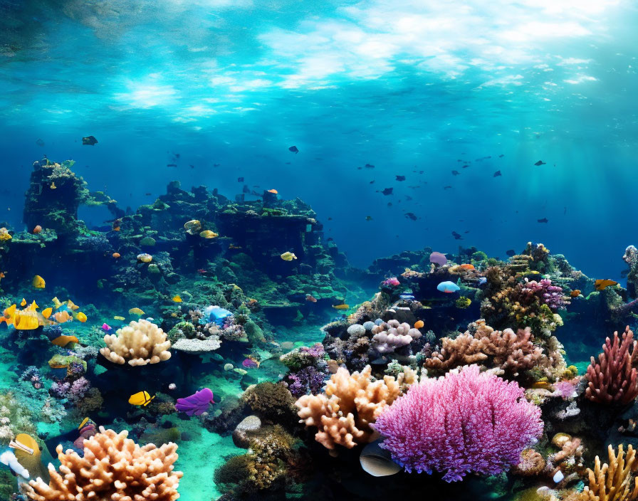 Colorful Marine Life in Vibrant Coral Reef