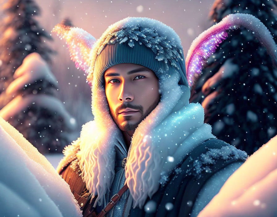 Person in Winter Attire Standing Among Snowy Trees