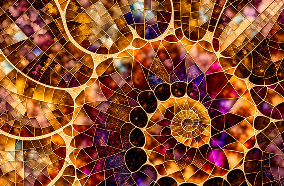 Warm Hues Abstract Pattern of Overlapping Circles and Swirls