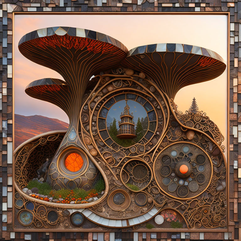 Unique Mushroom-Like Building with Organic Designs in Desert Setting