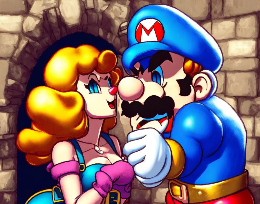 Princess Peach and Mario in Castle Affection Scene