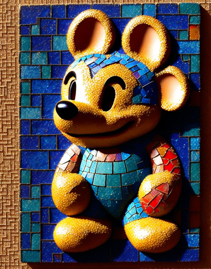 Colorful Mosaic Artwork of Cheerful Mouse Character