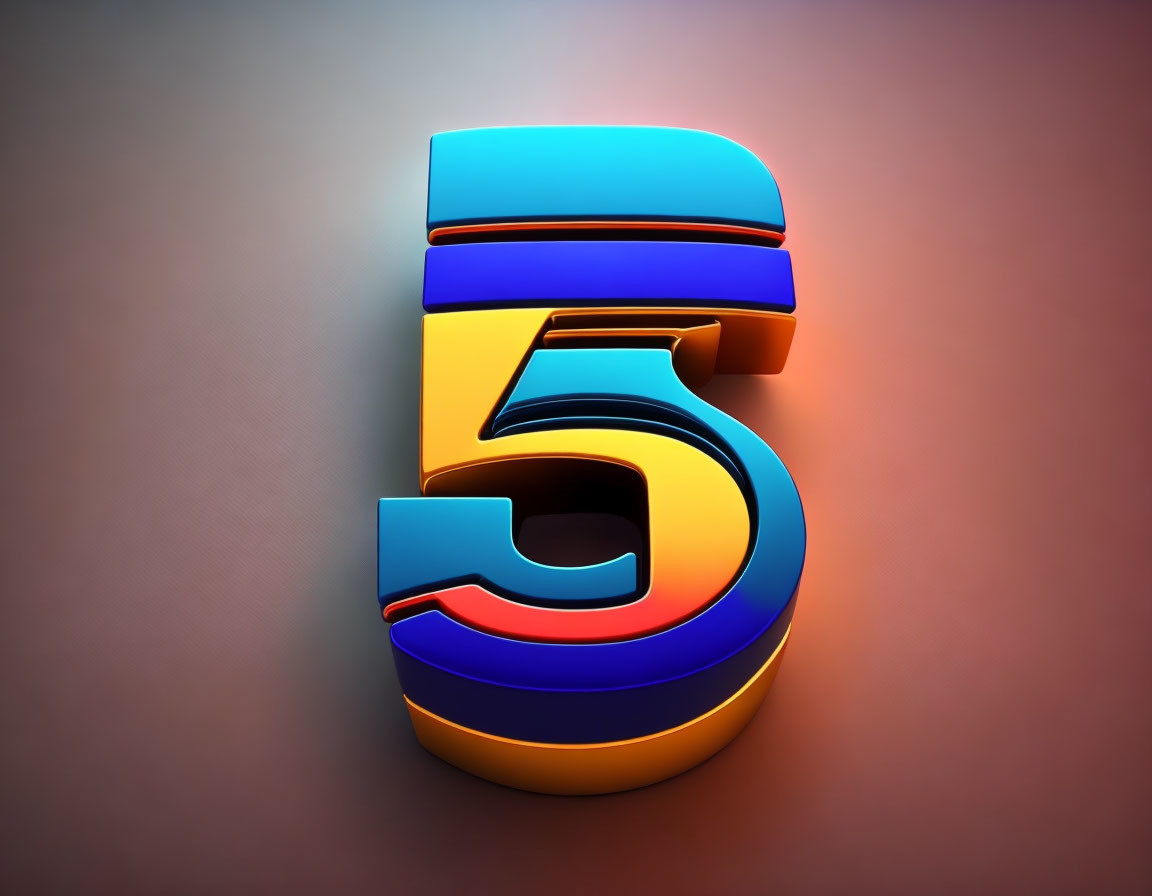 Stylized blue and orange number 5 on pink gradient background