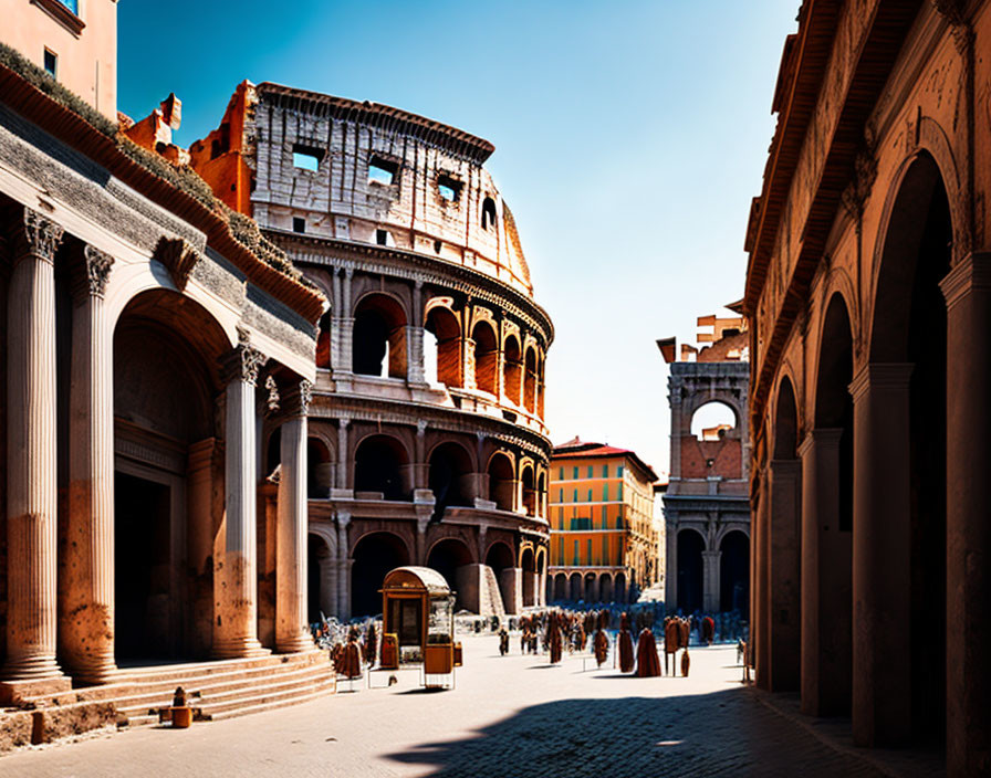 Historic street near Colosseum with vibrant atmosphere