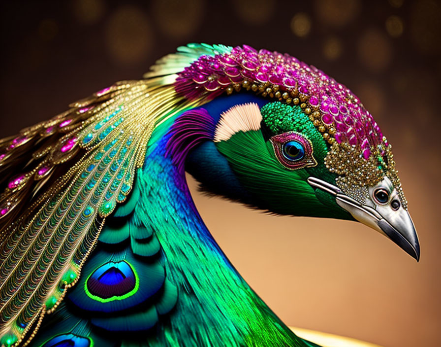 Colorful Peacock Displaying Vibrant Feathers and Eye Spots