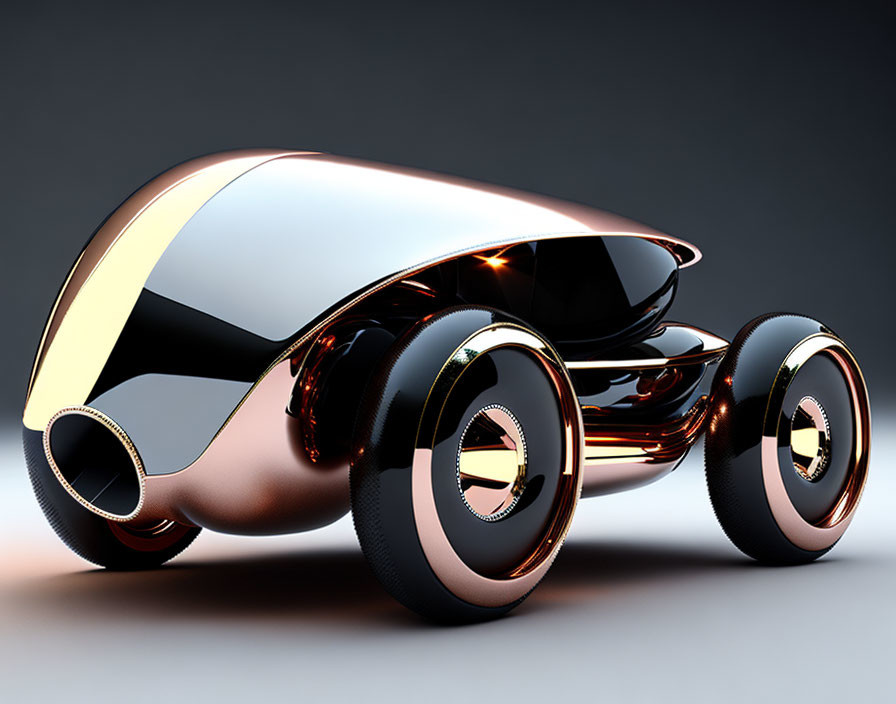 Sleek black and gold futuristic concept car design