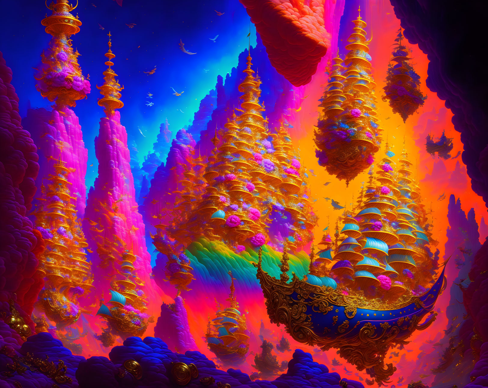 Colorful Coral-Like Structures in Fantastical Landscape