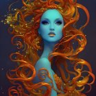 Colorful digital artwork of stylized woman with swirling patterns and circles in hair