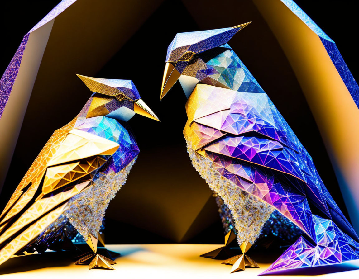 Geometric Birds Artwork with Low-Poly Design