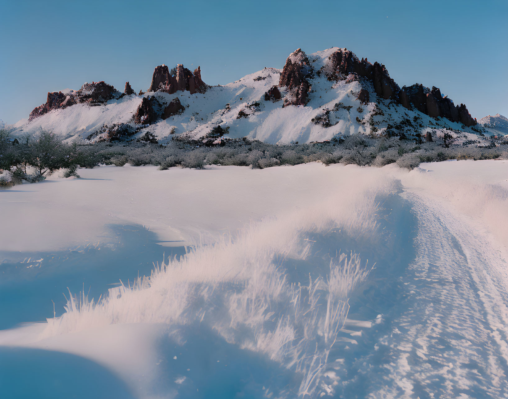 Winter Mountain Scenery with Snow and Rocks