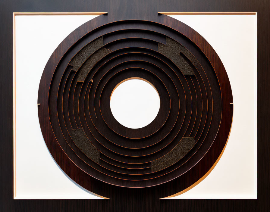 Concentric Circles Wooden Wall Art on White Frame