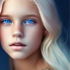 Young Girl Portrait: Blue Eyes, Fair Skin, Curly Blonde Hair