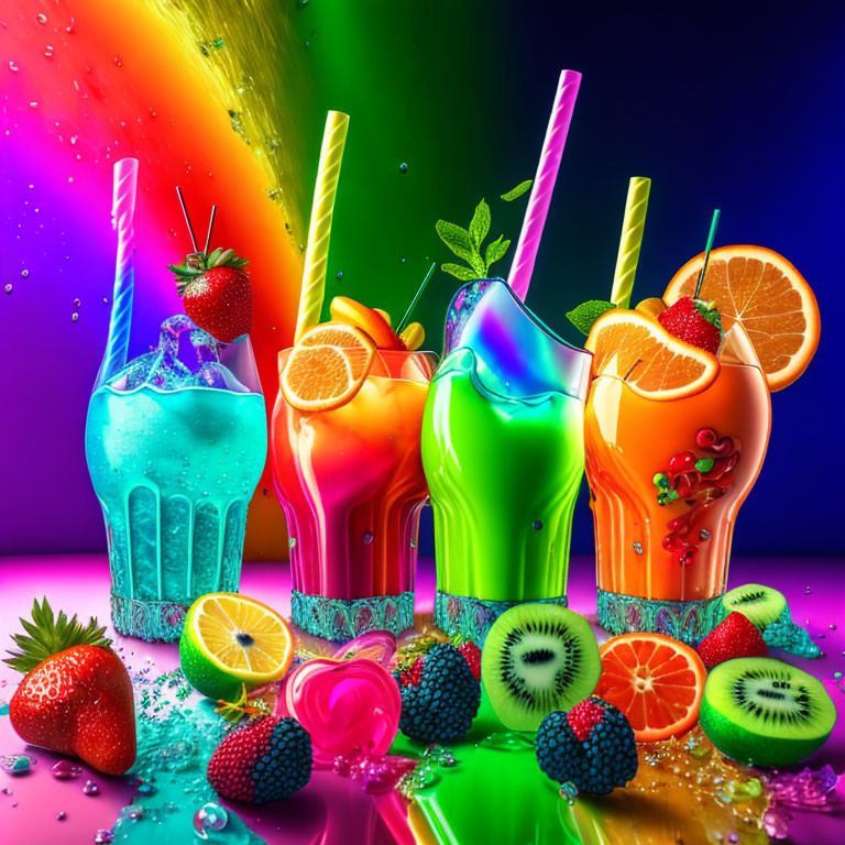 Rainbow fruits drink