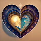 Intricate Astrological and Geometric Heart Design on Celestial Map